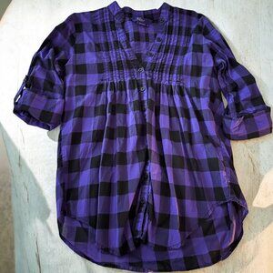 Miley Cyrus Max Azra Purple & Black Plaid Top